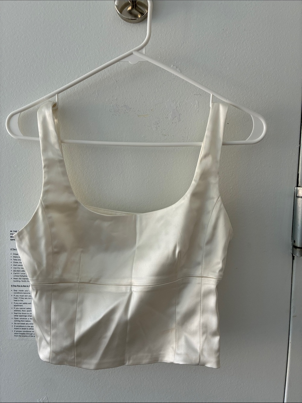 Aritzia Women’s Ivory Satin Square-Neck Crop Top